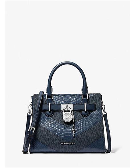 michael michael kors hamilton medium blue satchel